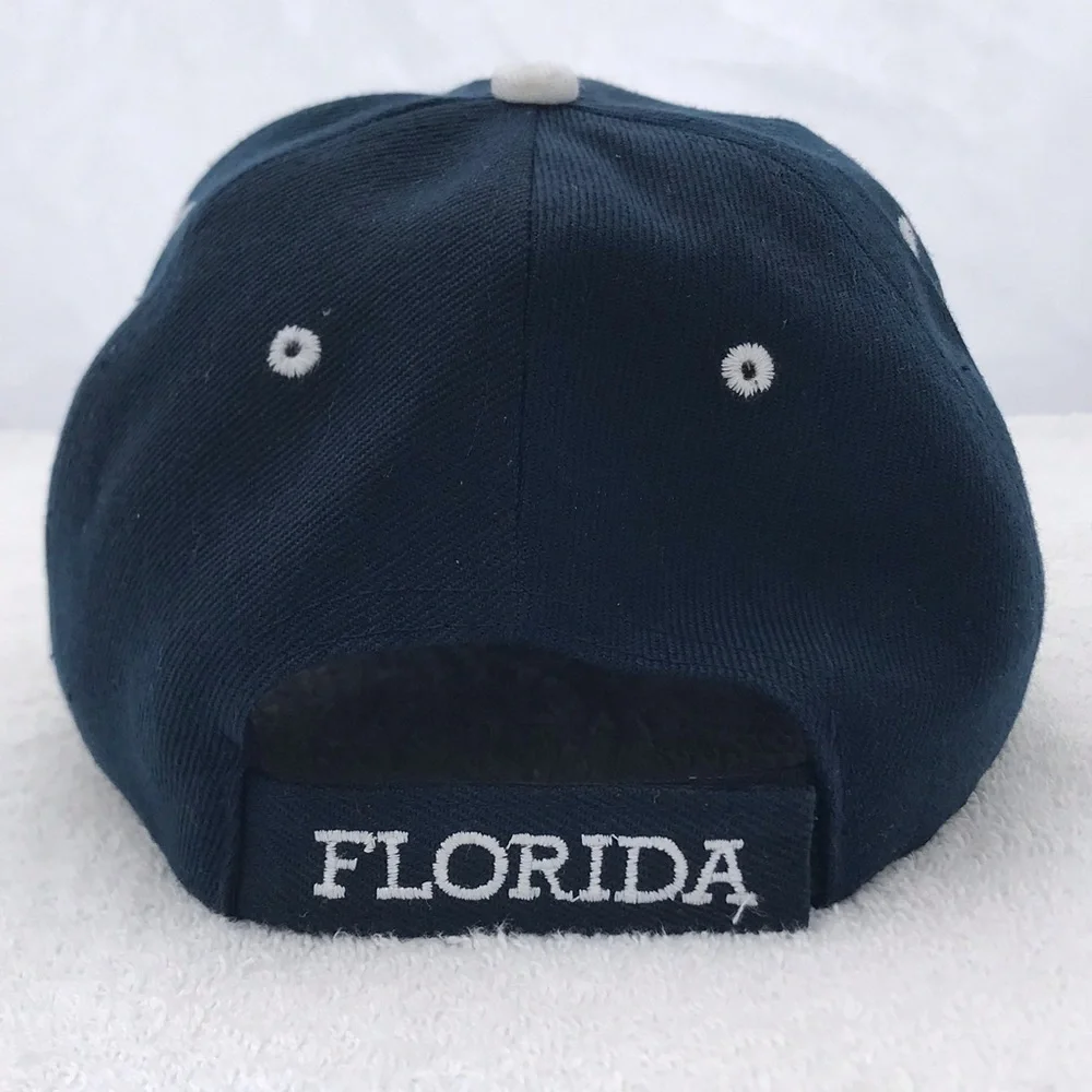 Florida type with Dolphin Art Adjustable Blue White Travel Beach Baseball Cap